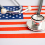 Map of USA with stethoscope