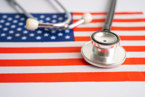 Map of USA with stethoscope