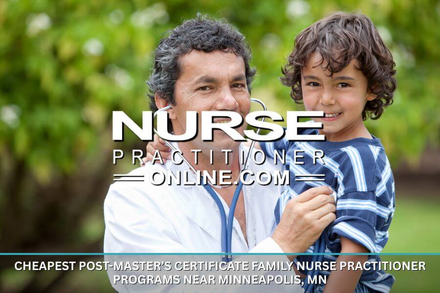 Family Nurse Practitioner with a young patient. Affordable FNP Certificate Programs near Minneapolis, MN