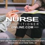 A family nurse practitioner meets in an office with a patient while holding a notebook and pen for notetaking.