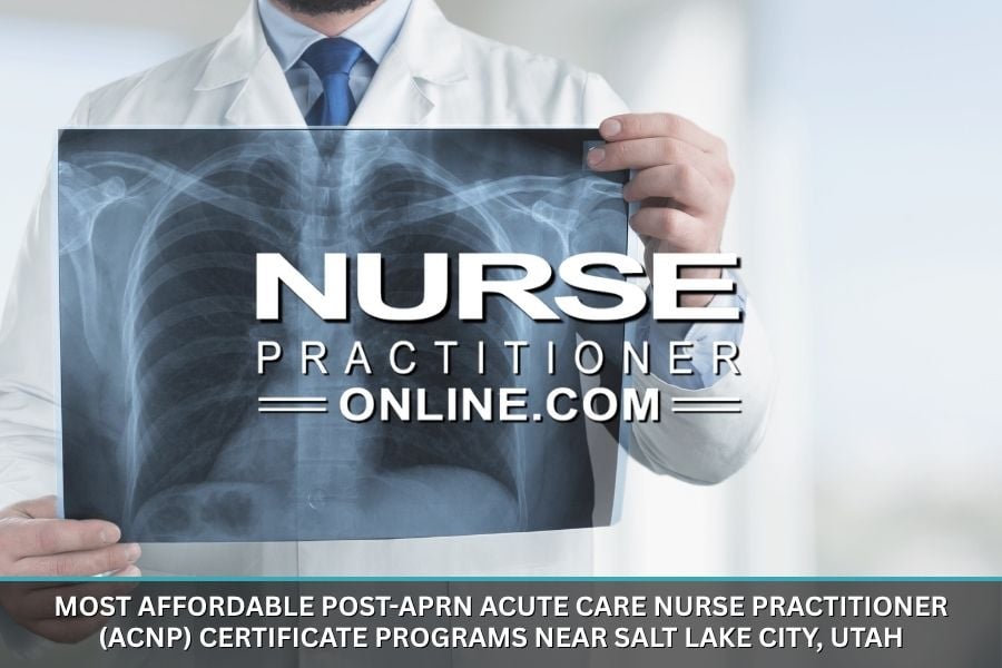 A nurse practitioner holds up a chest X-ray of a patient.