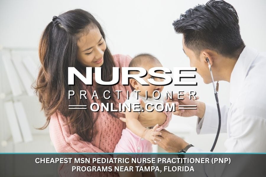 A pediatric nurse practitioner examines a baby while their mom holds them.