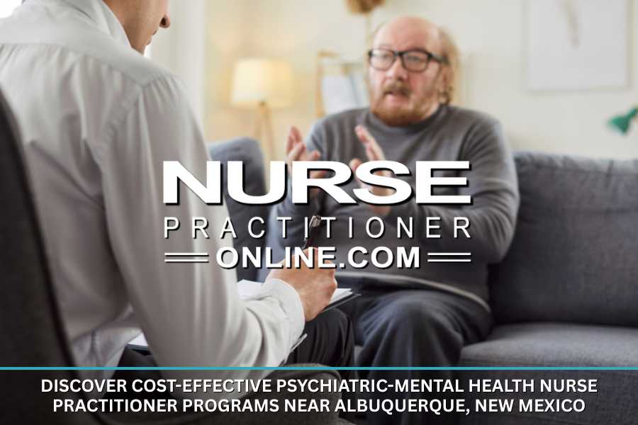 A Psychiatric-Mental Health Nurse Practitioner works with an adult patient in a medical office.