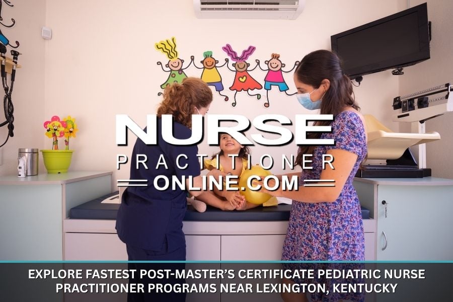 A pediatric nurse practitioner meets with a mom and her young child in a medical exam room.
