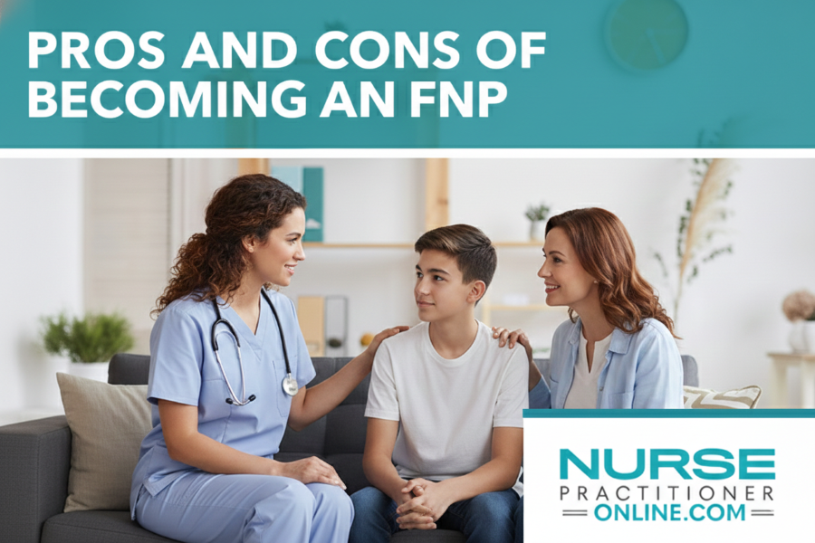 Family NP talking to a teen patient and his mom