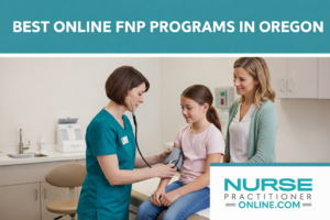 Female family nurse practitioner takes the blood pressure of a pre-teen girl in an exam room as her mom watches